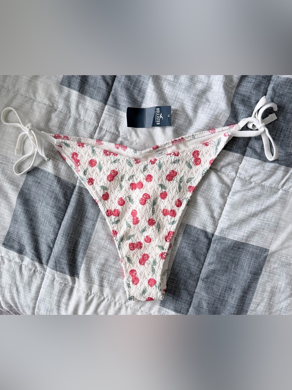 NWT Hollister Crochet Cherry Print Cheekiest Bikini Bottom - Size XL